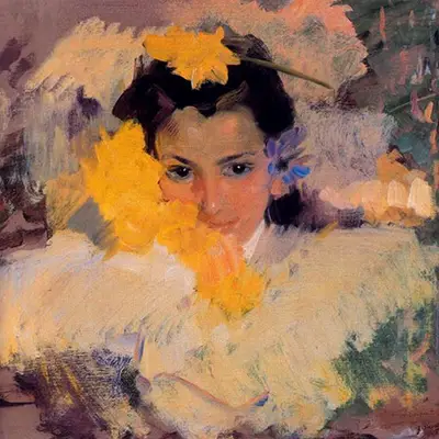 Girl with Flowers Joaquin Sorolla